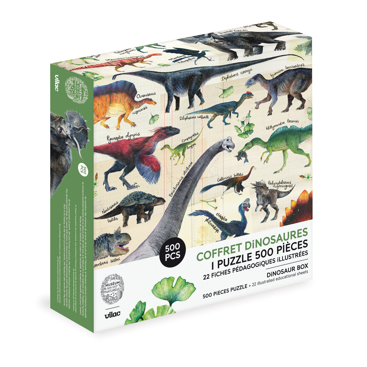 Vilac - Puslespil 500 brk - Dinosaurer fra Naturhistorisk Museum
